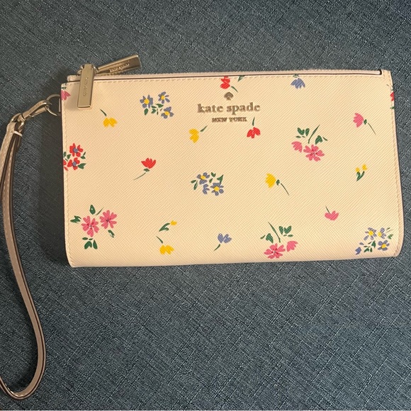 Kate Spade Garden Bouquet Floral Double Zip Cream Wristlet